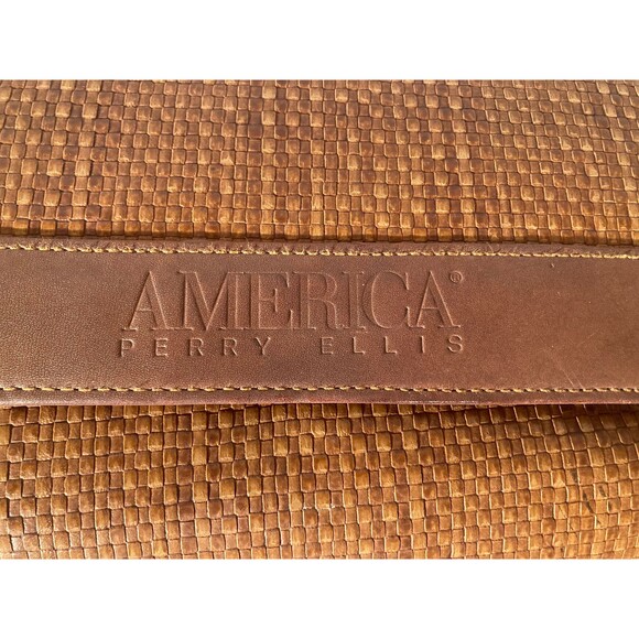 Perry Ellis Purse Vintage 90s Brown Classic Coastal American Old Money - Picture 5 of 8